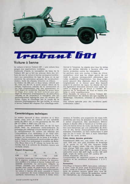 Trabant 601 Huntingcar Modelprogram 1978 Carbrochure (10398)
